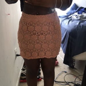 Pink floral mini skirt